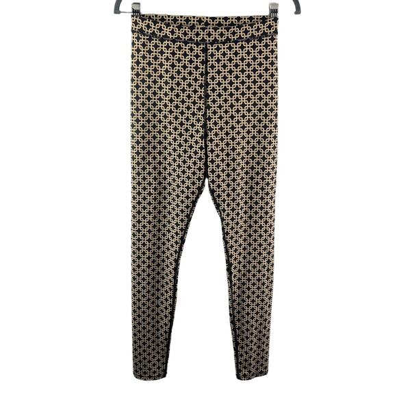 Richard Allan x H&M Brown Yellow Leggings Geometric High-Rise Pull-On Sz Medium - Picture 1 of 6